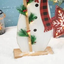 Glitzhome® 36'' Lighted Wooden Snowman Porch Décor -Northlight Sale Store D652321S 6