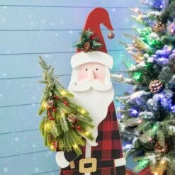 Glitzhome® 36'' Lighted Wooden Santa Porch Décor -Northlight Sale Store D652322S 5