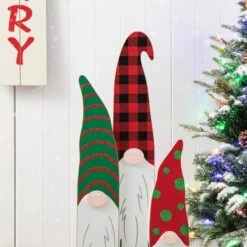 Glitzhome® 34.75'' Wooden Gnome Family Porch Décor -Northlight Sale Store D652323S 5