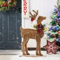 Glitzhome® 36'' Chunky Wood Reindeer Porch Décor -Northlight Sale Store D652324S 3