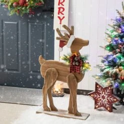 Glitzhome® 36'' Chunky Wood Reindeer Porch Décor -Northlight Sale Store D652324S 5