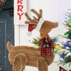 Glitzhome® 36'' Chunky Wood Reindeer Porch Décor -Northlight Sale Store D652324S 7