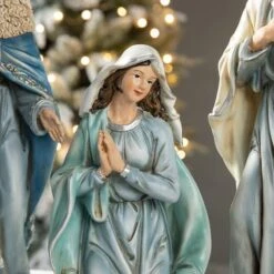 Glitzhome® Oversized Deluxe Blue Resin Nativity Figurine Set -Northlight Sale Store D652338S 6