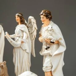 Glitzhome® Ivory Resin Nativity Figurine Set -Northlight Sale Store D652339S 5