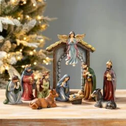 Glitzhome® Multicolor Resin Nativity Figurine Set -Northlight Sale Store D652340S 2