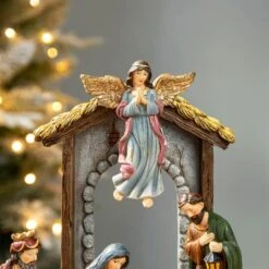 Glitzhome® Multicolor Resin Nativity Figurine Set -Northlight Sale Store D652340S 4