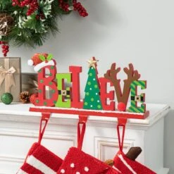 Glitzhome® 14.5'' BELIEVE Metal Christmas Stocking Holder -Northlight Sale Store D652341S 2
