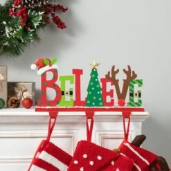 Glitzhome® 14.5'' BELIEVE Metal Christmas Stocking Holder -Northlight Sale Store D652341S 4