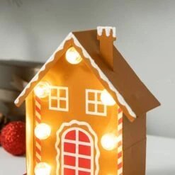 Glitzhome® 6.75'' Marquee LED Gingerbread House Metal Christmas Stocking Holder -Northlight Sale Store D652342S 6