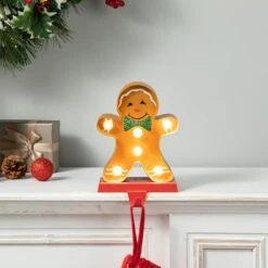 Glitzhome® 7.25'' Marquee LED Gingerbread Man Christmas Stocking Holder -Northlight Sale Store D652343S 4
