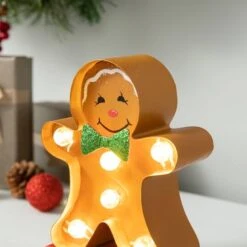 Glitzhome® 7.25'' Marquee LED Gingerbread Man Christmas Stocking Holder -Northlight Sale Store D652343S 5