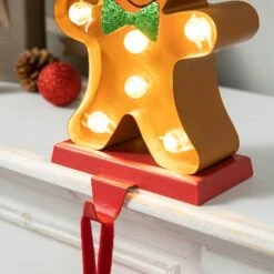 Glitzhome® 7.25'' Marquee LED Gingerbread Man Christmas Stocking Holder -Northlight Sale Store D652343S 6
