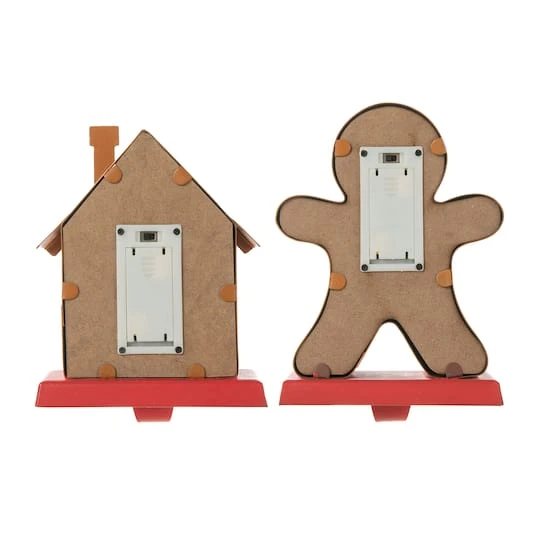 Glitzhome® Marquee LED Gingerbread House & Gingerbread Man Christmas Stocking Holder Set 9 Glitzhome® Marquee LED Gingerbread House & Gingerbread Man Christmas Stocking Holder Set - Image 9
