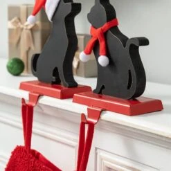 Glitzhome® Cat & Dog Metal Christmas Stocking Holder Set 14 Glitzhome® Cat & Dog Metal Christmas Stocking Holder Set -Northlight Sale Store D652345S 5