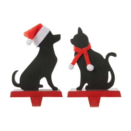 Glitzhome® Cat & Dog Metal Christmas Stocking Holder Set 8 Glitzhome® Cat & Dog Metal Christmas Stocking Holder Set - Image 8