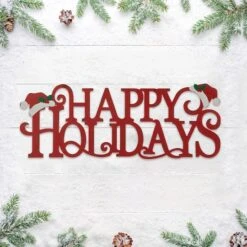 Glitzhome® 24'' HAPPY HOLIDAYS Metal Christmas Wall Décor 12 Glitzhome® 24'' HAPPY HOLIDAYS Metal Christmas Wall Décor -Northlight Sale Store D652347S 3