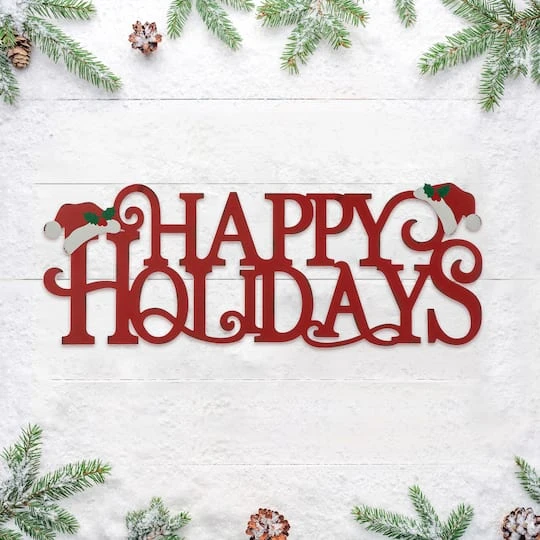 Glitzhome® 24'' HAPPY HOLIDAYS Metal Christmas Wall Décor 4 Glitzhome® 24'' HAPPY HOLIDAYS Metal Christmas Wall Décor - Image 4