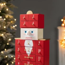 Glitzhome® 17.25'' Wooden Christmas Nutcracker Countdown Calendar Décor With Drawer -Northlight Sale Store D652349S 3