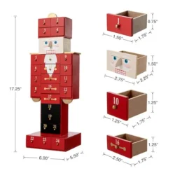 Glitzhome® 17.25'' Wooden Christmas Nutcracker Countdown Calendar Décor With Drawer -Northlight Sale Store D652349S 7