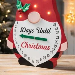 Glitzhome® 15'' Lighted Wooden Christmas Gnome Countdown Calendar -Northlight Sale Store D652350S 4
