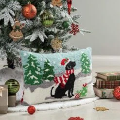 Glitzhome® Hooked Christmas Dog Pillow -Northlight Sale Store D652353S 2