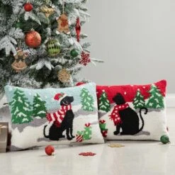 Glitzhome® Hooked Christmas Cat & Dog Pillows, 2ct. -Northlight Sale Store D652354S 2