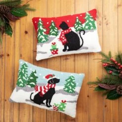 Glitzhome® Hooked Christmas Cat & Dog Pillows, 2ct. -Northlight Sale Store D652354S 3