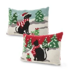 Glitzhome® Hooked Christmas Cat & Dog Pillows, 2ct. -Northlight Sale Store D652354S 4