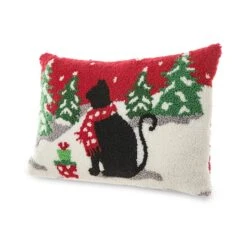 Glitzhome® Hooked Christmas Cat Pillow -Northlight Sale Store D652355S 5