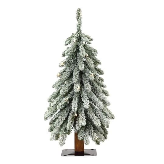 2ft. Pre-Lit Lightly Flocked Artificial Alpine Christmas Tree, Warm White LED Lights 1 2ft. Pre-Lit Lightly Flocked Artificial Alpine Christmas Tree, Warm White LED Lights