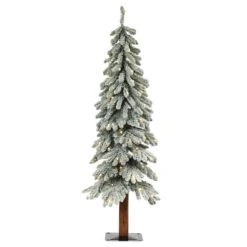4ft. Pre-Lit Lightly Flocked Artificial Christmas Alpine Tree, Warm White LED Lights