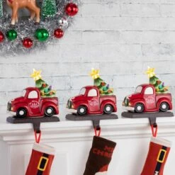 Red Truck Illuminated Stocking Hanger -Northlight Sale Store D657833S 6