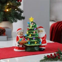 9.25" Santa & Mrs. Claus Nostalgic Tree -Northlight Sale Store D657854S 2