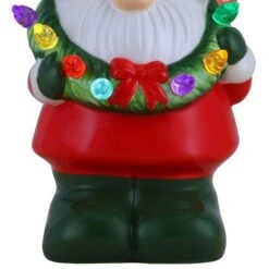 Ceramic LED Gnome With Wreath Ornament -Northlight Sale Store D657859S 3