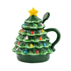 Green Lidded Nostalgic Tree Mug With Spoon
