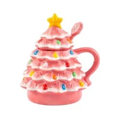 Pink Lidded Nostalgic Tree Mug With Spoon