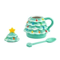Seafoam Lidded Nostalgic Tree Mug With Spoon -Northlight Sale Store D657895S 2