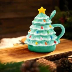 Seafoam Lidded Nostalgic Tree Mug With Spoon -Northlight Sale Store D657895S 3