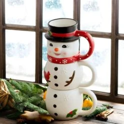 12oz. Snowman Stacking Mug Set -Northlight Sale Store D657897S 3