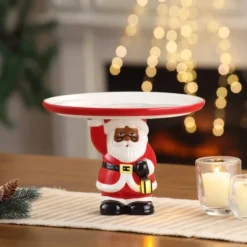 10" Nostalgic Santa Cake Plate 5 10" Nostalgic Santa Cake Plate -Northlight Sale Store D657903S 2