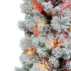 6.5ft. Pre-Lit Flocked Portland Pine Artificial Christmas Tree, Multicolored Lights 6 6.5ft. Pre-Lit Flocked Portland Pine Artificial Christmas Tree, Multicolored Lights -Northlight Sale Store D659572S 2