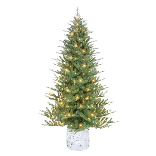 6.5ft. Pre-Lit Potted Pine Artificial Christmas Tree 2 6.5ft. Pre-Lit Potted Pine Artificial Christmas Tree - Image 2