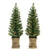 2 Pack 3.5ft. Pre-Lit Battery Operated Artificial Christmas Tree In Box Planter, Warm White LED Lights