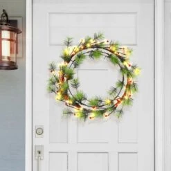 24" Pre-Lit Twinkling LED Glitter Accent Wreath 7 24" Pre-Lit Twinkling LED Glitter Accent Wreath -Northlight Sale Store D659612S 3