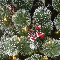 6.5ft. Pre-Lit Snowy Valley Pine Artificial Christmas Tree, Warm White LED Lights 6 6.5ft. Pre-Lit Snowy Valley Pine Artificial Christmas Tree, Warm White LED Lights -Northlight Sale Store D659652S 2