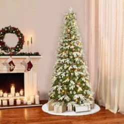 7.5ft. Pre-Lit Glittery Pine Artificial Christmas Tree, Clear Incandescent Lights -Northlight Sale Store D659681S 3
