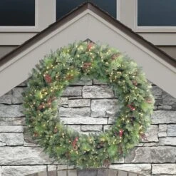 60'' Pre-Lit Rocky Mountain Spruce Christmas Wreath -Northlight Sale Store D659683S 3