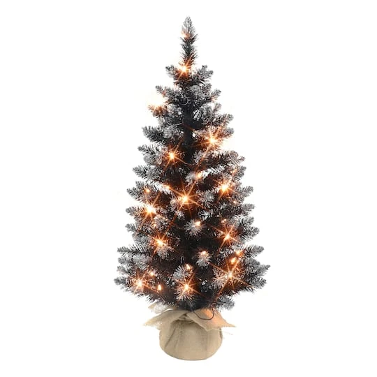 3ft. Pre-Lit Black Pine Artificial Christmas Tree, Clear Incandescent Lights 2 3ft. Pre-Lit Black Pine Artificial Christmas Tree, Clear Incandescent Lights - Image 2