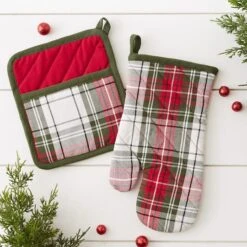 DII® Christmas Plaid Oven Mitt & Potholder Set -Northlight Sale Store D660557S 5