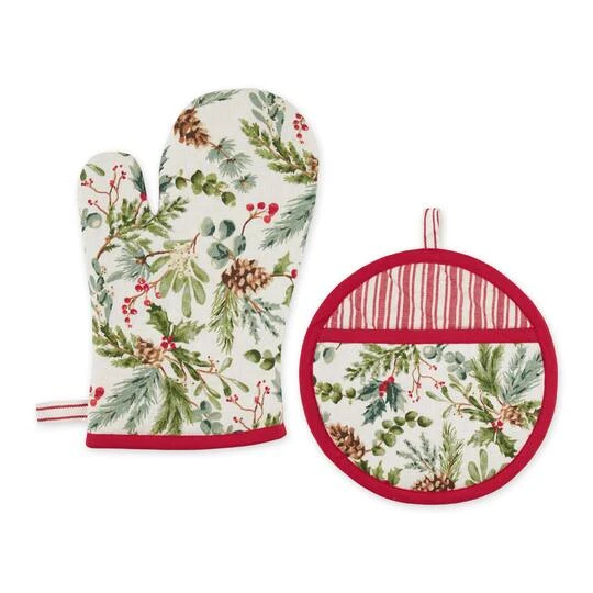 DII® Heritage Holiday Sprigs Oven Mitt & Potholder Set 1 DII® Heritage Holiday Sprigs Oven Mitt & Potholder Set